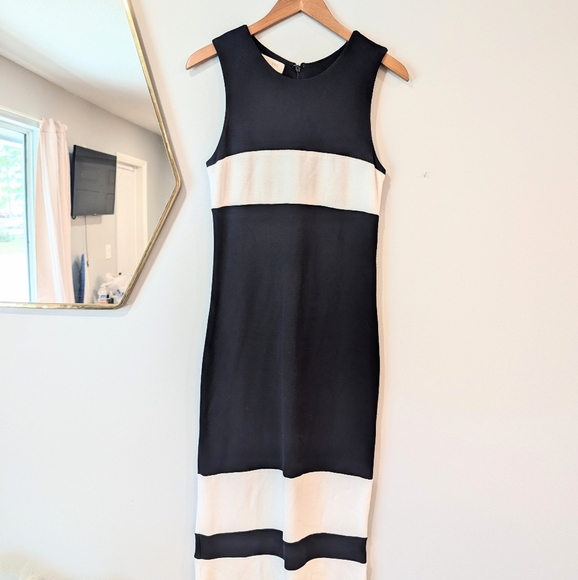 Hobbs London navy and white full length sleevless dress sz. 4 - Picture 1 of 5